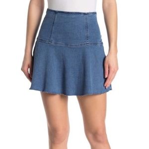 FREE PEOPLE Denim flowy mini skirt